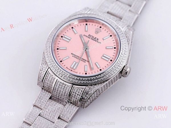 Swiss Quality Copy Rolex Iced Out Oyster Perpetual 41 Watch Candy Pink Dial Mingzhu Movement Swiss Quality Copy Rolex Iced Out Oyster Perpetual 41 Watch Candy Pink Dial Mingzhu Movement