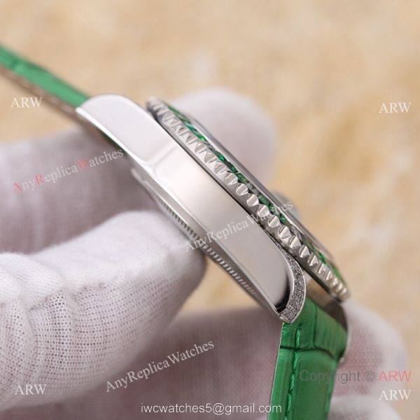 Swiss Quality Rolex Submariner Citizen 8215 Watch Green Leather Strap Swiss Quality Rolex Submariner Citizen 8215 Watch Green Leather Strap