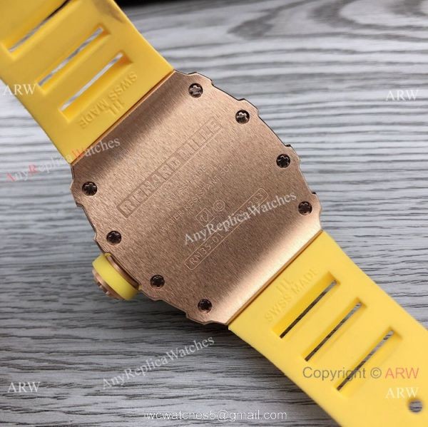 Swiss Quality Richard Mille RM35-01 Rafael Nadal Watch Rose Gold Diamond Yellow Rubber Strap Swiss Quality Richard Mille RM35-01 Rafael Nadal Watch Rose Gold Diamond Yellow Rubber Strap