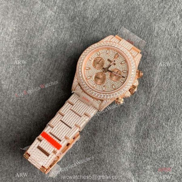 Replica Watch JVS Factory Rolex Iced out Daytona Watch 904L Rose Gold 7750 Movement Replica Watch JVS Factory Rolex Iced out Daytona Watch 904L Rose Gold 7750 Movement