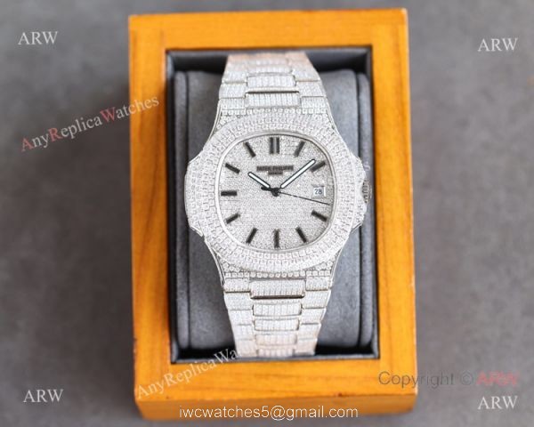 Swiss Grade One Patek Philippe Iced Out Nautilus 9015 Watch Full Diamond Swiss Grade One Patek Philippe Iced Out Nautilus 9015 Watch Full Diamond