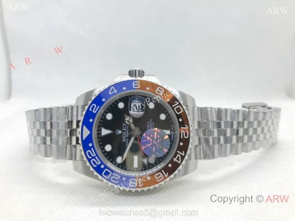Copy Rolex GMT-Master II Blue/Brown Bezel Stainless Steel Watch 40mm NEW Jubilee Strap Copy Rolex GMT-Master II Blue/Brown Bezel Stainless Steel Watch 40mm NEW Jubilee Strap