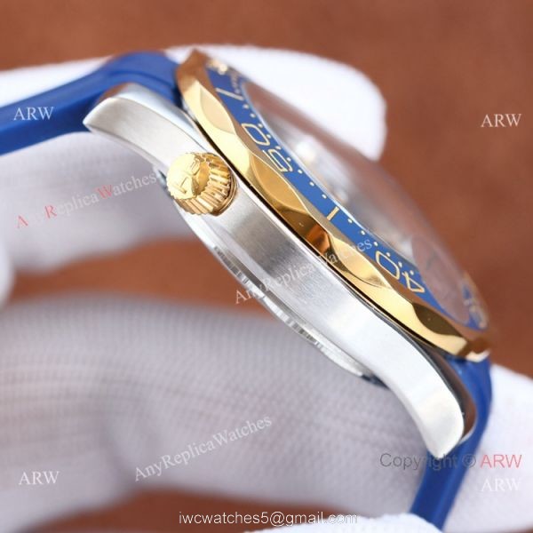 Swiss Quality Copy Omega Seamaster 300m Citizen Watch Two Tone Rose Gold Blue Rubber Strap Swiss Quality Copy Omega Seamaster 300m Citizen Watch Two Tone Rose Gold Blue Rubber Strap