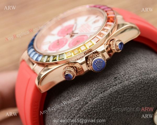 Fake Rolex Daytona Rainbow Watch Gold case White Dial Japan-quartz Fake Rolex Daytona Rainbow Watch Gold case White Dial Japan-quartz