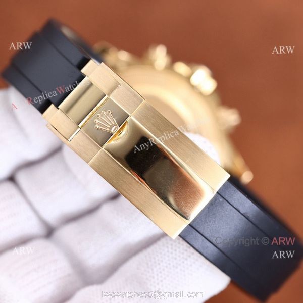 Replica Rolex Daytona Gold Dial Black Rubber Band Ceramic bezel Man Watch Replica Rolex Daytona Gold Dial Black Rubber Band Ceramic bezel Man Watch
