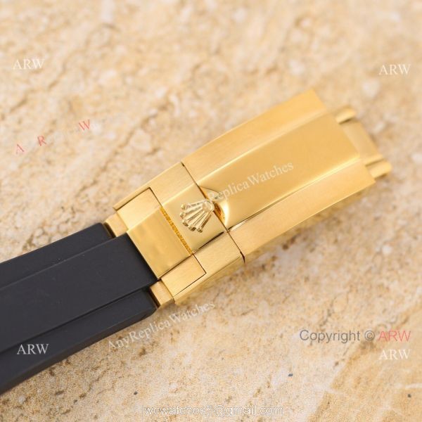 Knock-off V3 Rolex Daytona 43MM White Face Gold Case Rubber Strap Watch Knock-off V3 Rolex Daytona 43MM White Face Gold Case Rubber Strap Watch