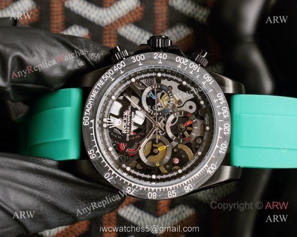 Knock-off Rolex Daytona 43MM Black Chronogarph Face Rubber Strap Watch Knock-off Rolex Daytona 43MM Black Chronogarph Face Rubber Strap Watch