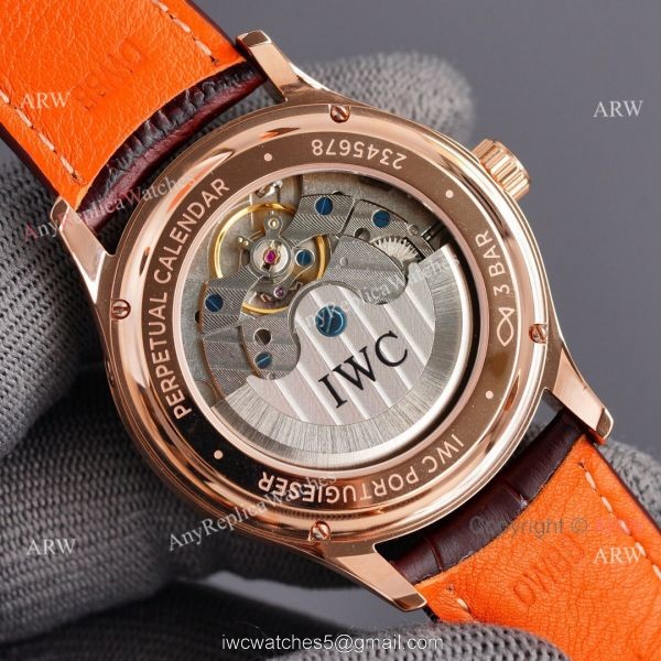 Fake IWC Portuguese Moonphase Rose Gold Case 42MM Brown Leather Strap Watch Fake IWC Portuguese Moonphase Rose Gold Case 42MM Brown Leather Strap Watch