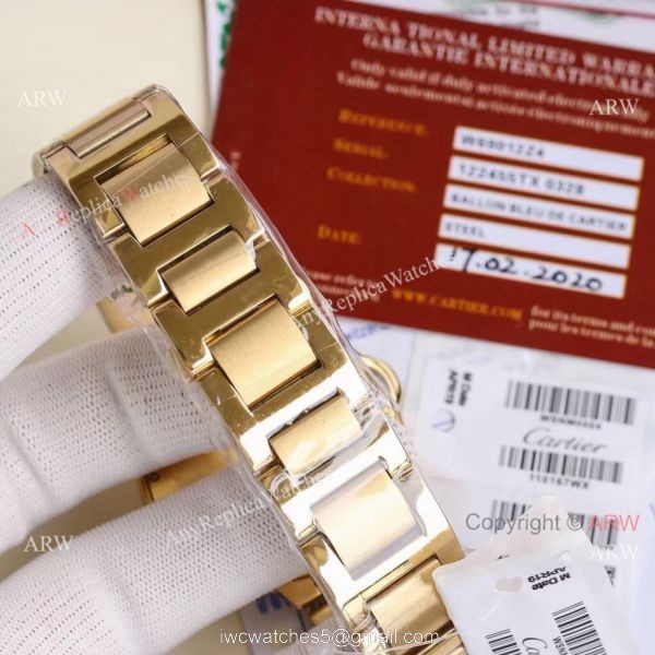 Replica V6 Cartier Balloon Blue Rose Gold Case White Face Watch SS Strap Replica V6 Cartier Balloon Blue Rose Gold Case White Face Watch SS Strap