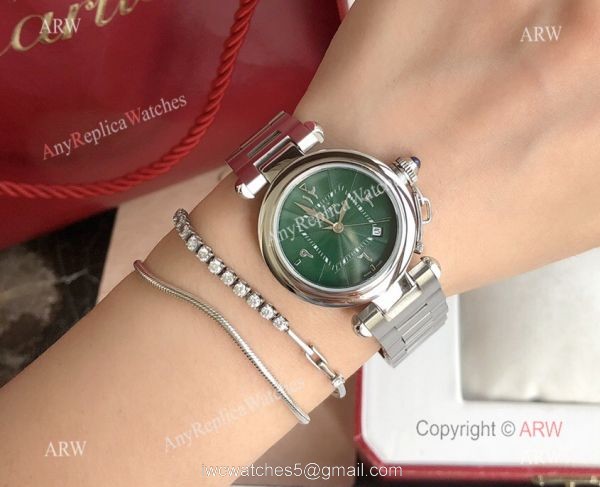 2022 New Copy Cartier Pasha Middle East Limited Edition Stainless Steel Olive Green Dial Watch 2022 New Copy Cartier Pasha Middle East Limited Edition Stainless Steel Olive Green Dial Watch