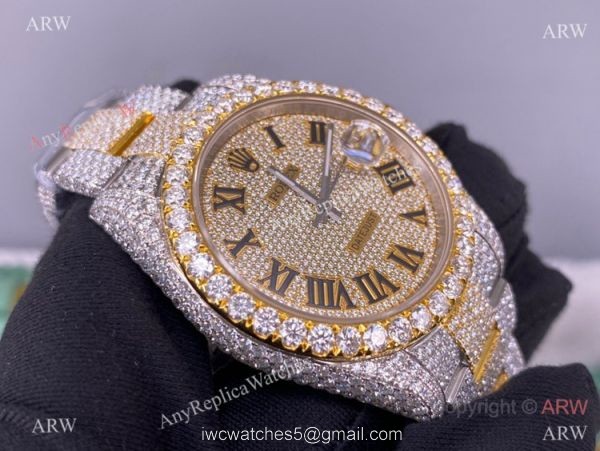 Iced Out Two Tone Rolex Datejust II Replica Watch 2836 Movement Roman Markers 41mm Iced Out Two Tone Rolex Datejust II Replica Watch 2836 Movement Roman Markers 41mm