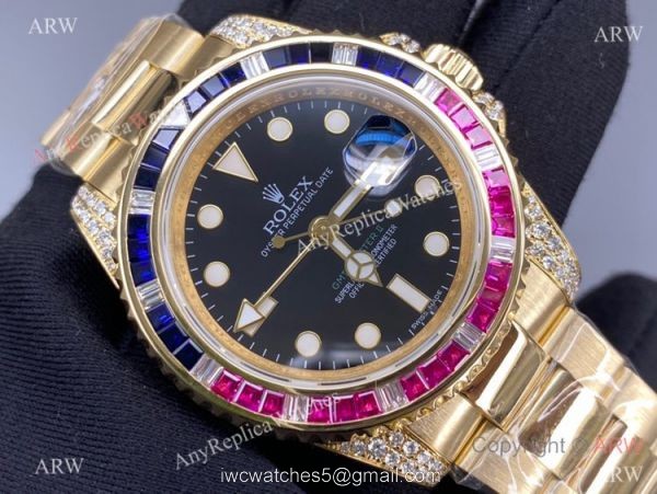 Swiss 3186 Rolex GMT-Master II 116758Saru All Gold Watch Swiss Replica GMTII Swiss 3186 Rolex GMT-Master II 116758Saru All Gold Watch Swiss Replica GMTII