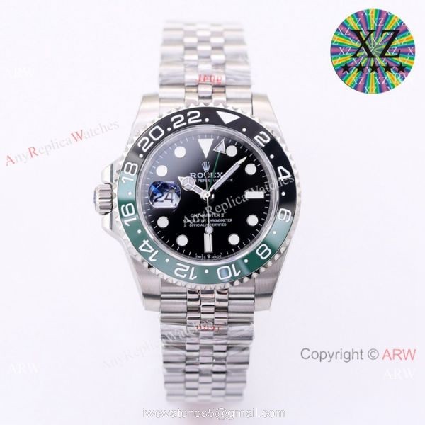 Left-Hand Rolex Watch GMT Master II &8216;Sprite with Green and Black Bezel Watch Super Clone 3186 Movement Left-Hand Rolex Watch GMT Master II &8216;Sprite with Green and Black Bezel Watch Super Clone 3186 Movement