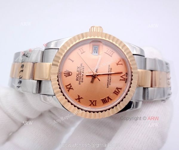 High Quality Copy Rolex Oyster Datejust Ladies Watch 2-Tone Rose Gold Pink Roman High Quality Copy Rolex Oyster Datejust Ladies Watch 2-Tone Rose Gold Pink Roman