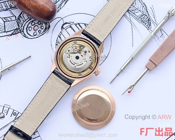 Copy Rolex Cellini Time 40mm Watch Blue Dial Blue Leather Strap