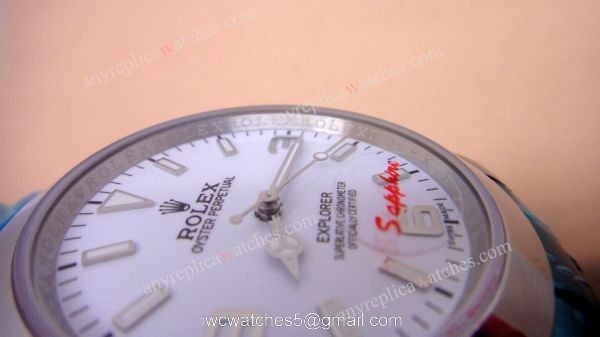 Replica Rolex Explorer White Dial Stainless Steel Mens Watch