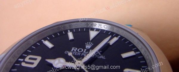 Rolex Explorer Black Face Stainless Steel Mens Replica Watch