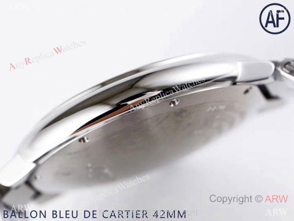 Super High AAA Replica Cartier Ballon Bleu De 42mm Watch Black Dial Stainless Steel