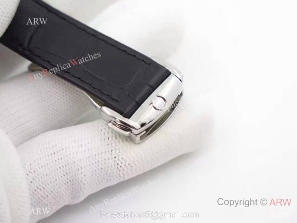 Swiss Omega De Ville Fake SS Black Leather Watch 8500 Movement