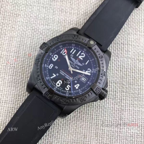 Fake Breitling Colt Skyracer Black Steel Case Automatic Movement Black Rubber Strap Watch