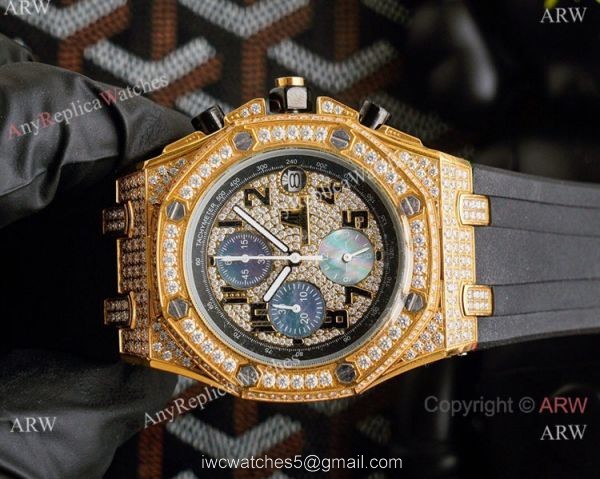 High Quality Copy Audemars Piguet Royal Oak Offshore Full Diamond Watch 44mm