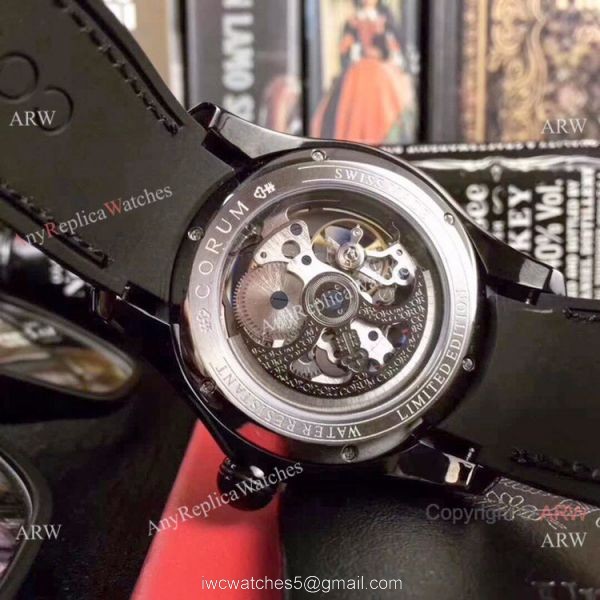 Replica Corum Skeleton Bubble Squelette Watch Black Case Silver Dial