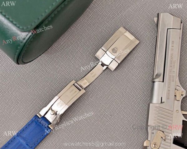 Rolex Daytona Blue Dial Replica Blue Leather Strap Watch