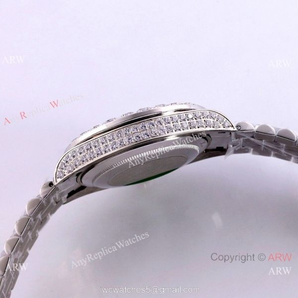 Day Date Rolex Diamond Bezel Replica Watch Stainless Steel Black Dial 43mm