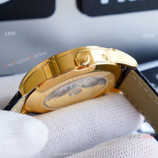 Swiss Patek Philippe Geneve Complications Moonphase Watches Gold Dial