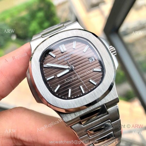 Stainless Steel Brown Dial Patek Philippe Nautilus Copy Watches 40mm