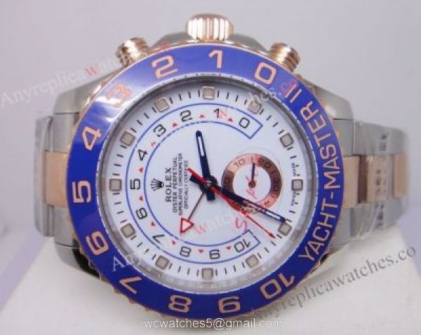2-Tone Rose Gold Rolex Yachtmaster II Watch Blue Ceramic 44mm