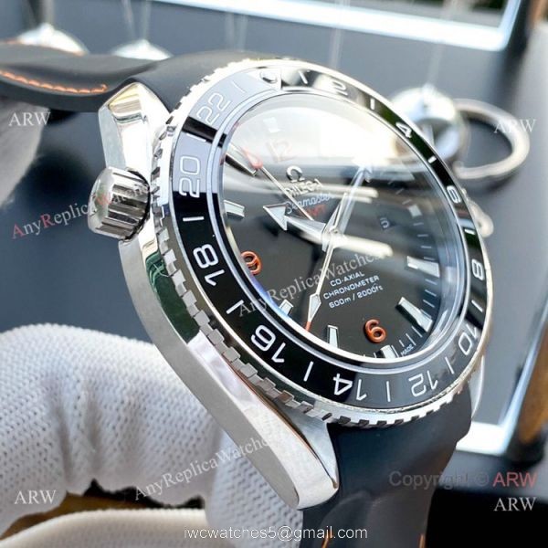 Replica Omega Seamaster Planet Ocean GMT Rubber Band Watches SWISS GRADE CASE