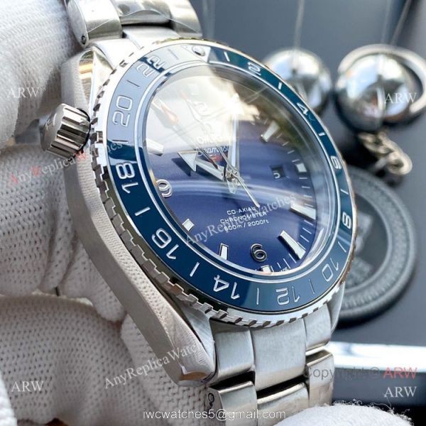Replica Omega Planet Ocean GMT Watches Blue Ceramic Bezel SWISS GRADE CASE
