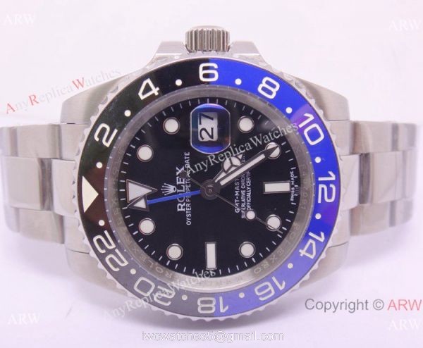 Replica Rolex Batman GMT-Master II SS Blue &038; Black Ceramic Bezel Watch 40mm