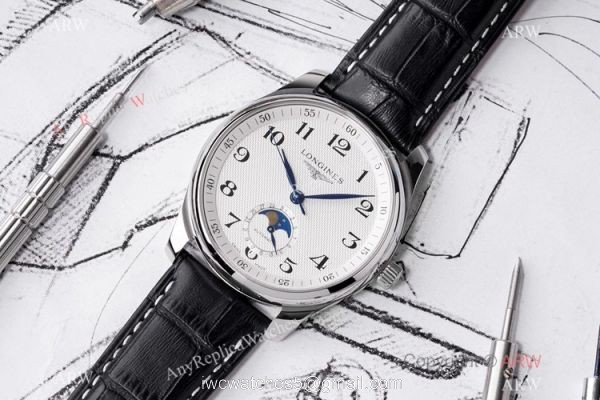 Swiss Grade 1 Longines Master Moon Phase 40mm Watch White Face
