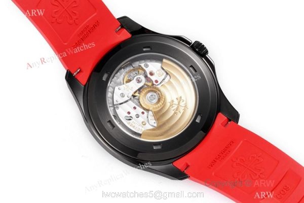 Swiss 1:1 Copy Patek Philippe Aquanaut Cal324 Watch Carbon Case Red Rubber Strap