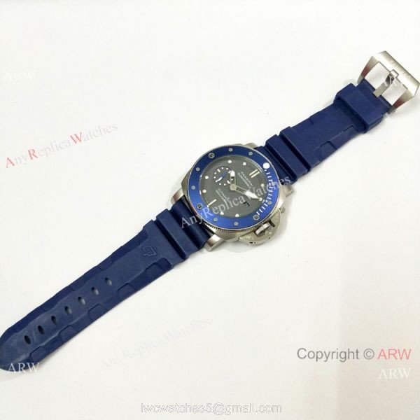 Panerai Submersible Rubber Strap SS Blue Bezel Pam 959 Watch Buy Replica