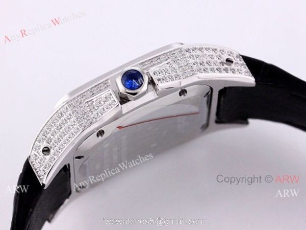 AAA Copy Cartier Santos De Iced Out Watch Automatic Movement
