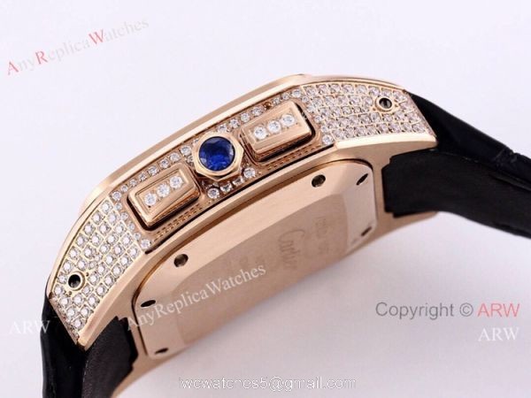 Knockoff Cartier Santos Chronograph Watch Rose Gold Diamond 45mm