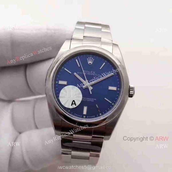 Replica Rolex Oyster Perpetual New Blue Dial Stainless Steel Swiss 3132 Watch JF Factory