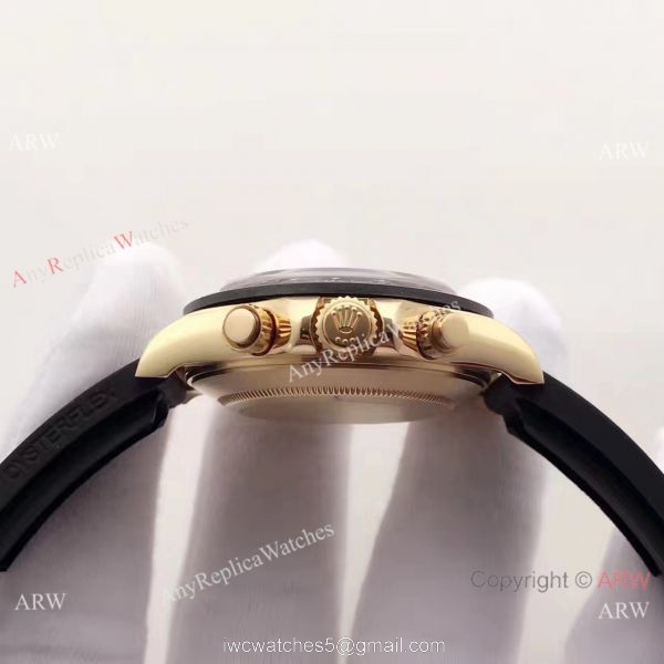 Gold Rolex Daytona Rubber Band Replica Watch Swiss 7750 Movement