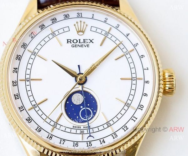 SWISS Rolex Geneve Cellini Black Moonphase / Yellow Gold Rolex Cellini Moonphase Replica watch