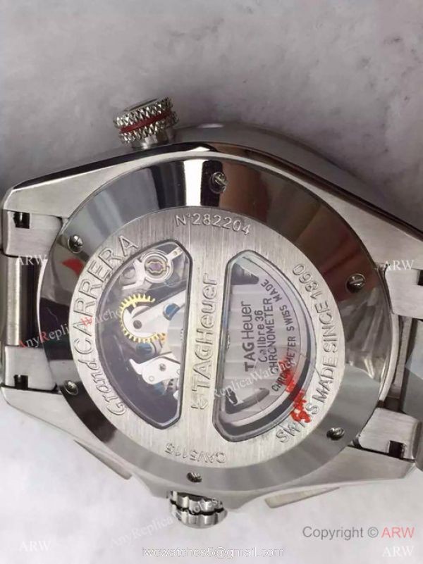 Swiss Replica Tag Heuer Carrera Calibre 36 Fiyat Watch: SS Black Chronograph Watch