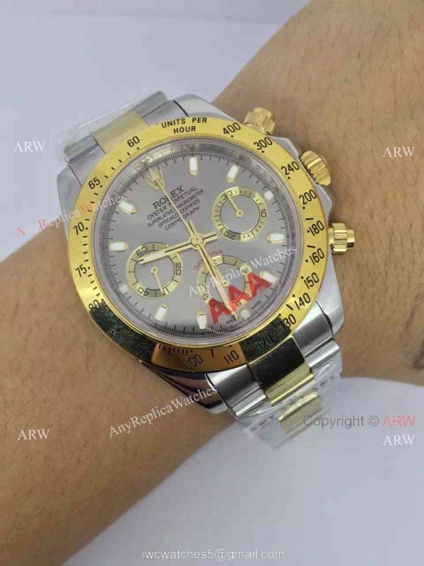 Swiss Fake Rolex Valjoux 7750 Daytona Oyster Perpetual Watch 2-Tone Gray