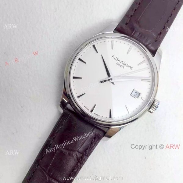 Swiss 9015 Patek Philippe White Face Brown Strap