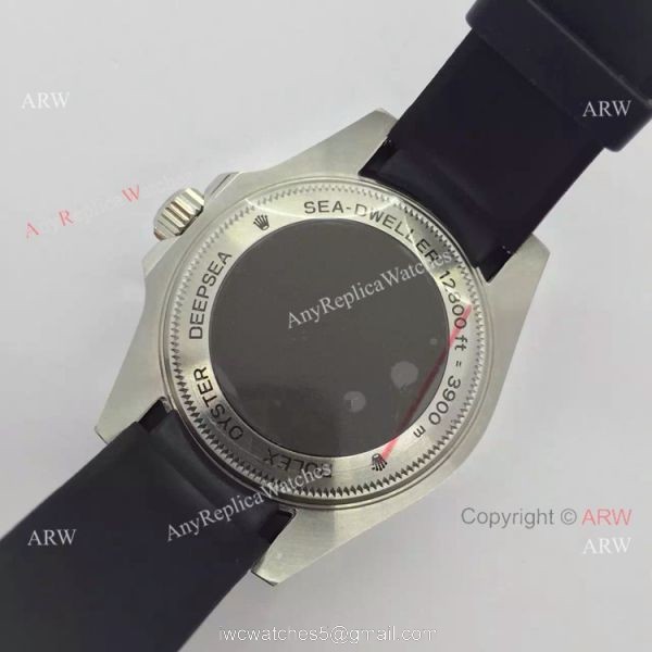 NEW UPGRADED Rolex Deepsea 44mm Replica Watch Black Dial Black Rubber Strap