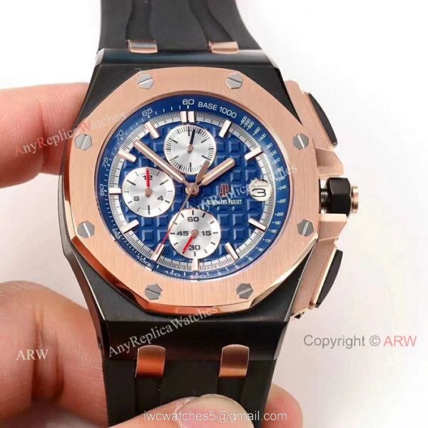 Fake Audemars Piguet For Sale 44mm Rose Gold Blue Dial Mens Watch