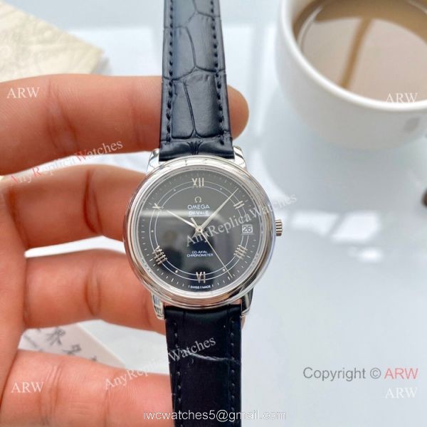 Clone Omega De Ville Prestige Ladies Watches Brown Leather Strap