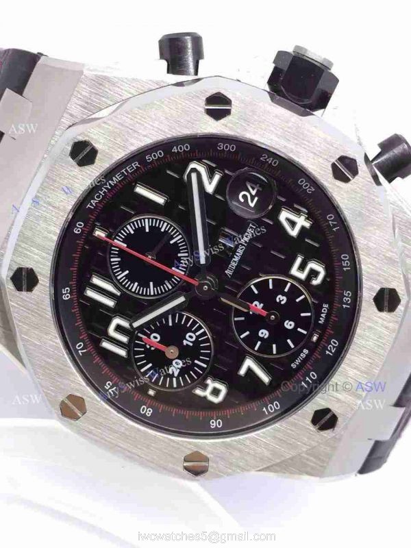 Swiss 3126 Replica Audemars Piguet Black Dial Number Black Leather