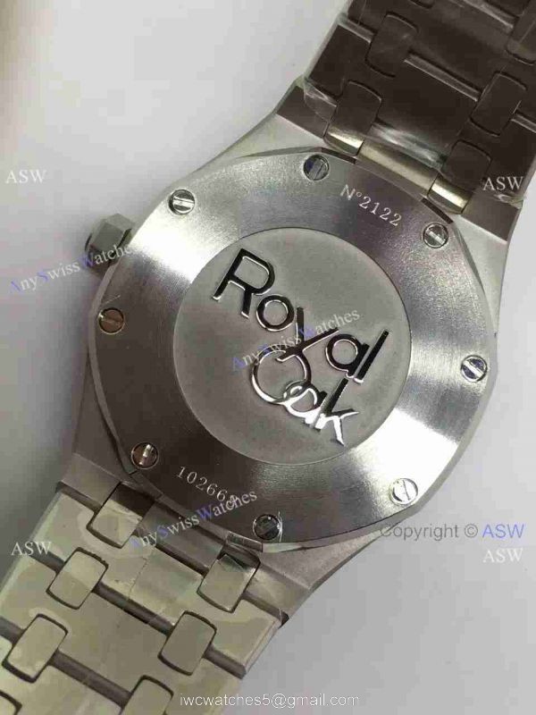 Copy Swiss Audemars Piguet Royal Oak Diamond Bezel Watch SS White Dial